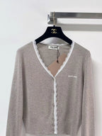 Minimalist Lace Trim Cardigan