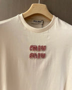 Trendy Diamond-Embellished Letter T-Shirt