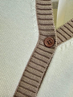 Dual Pocket Contrast Knit Cardigan