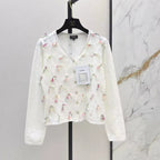 Colorful Floral Openwork Cardigan