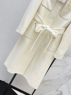 V Detail Belted Collared Wool Coat