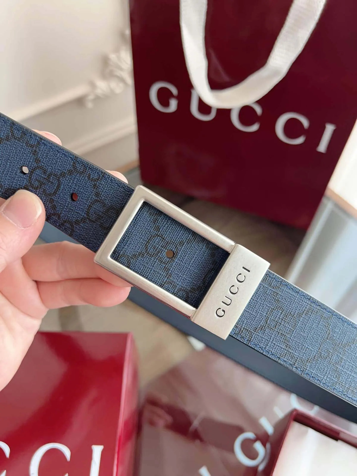 Square Buckle Leather Belt