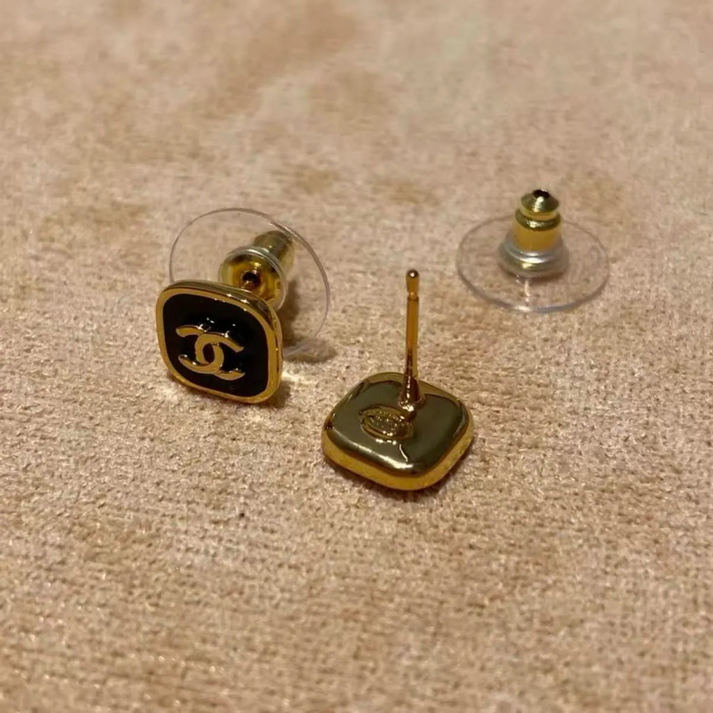 Black-Gold Block Earrings