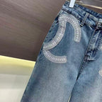 Symmetrical Pocket Embroidery Jeans