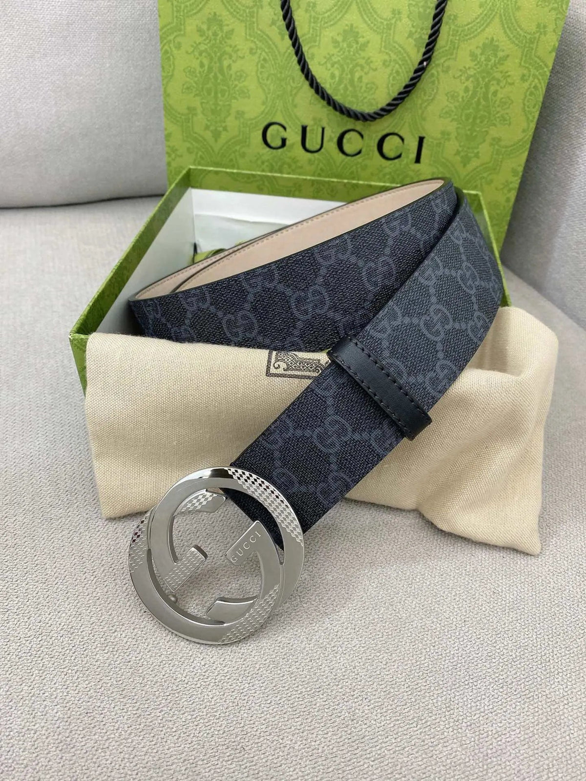 Trendy Monogram Webbing Belt with Metal Buckle