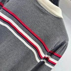 Contrast Collar Striped Knit Top