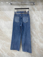 Chain Belt Decor High Waist Wide Leg Jeans