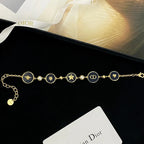 Navy Medallion & Pearl Multi-Charm Bracelet
