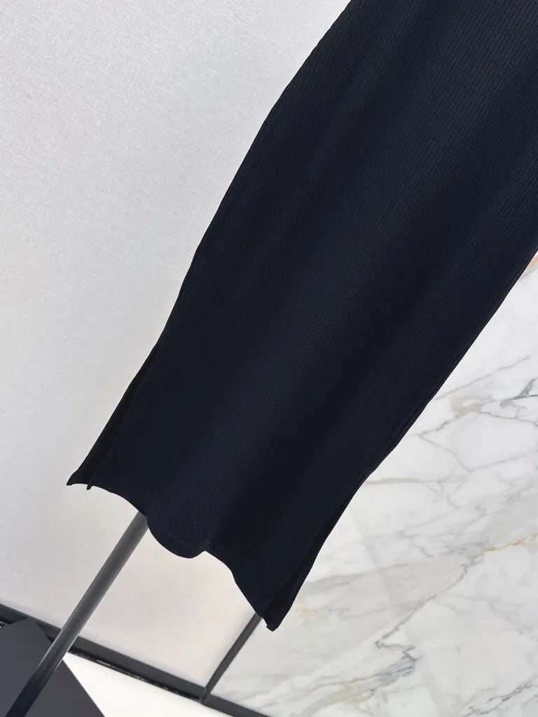 Buckle Strap Knit Midi Dress