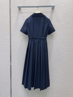 Belted Pleated Shirt Midi Dress