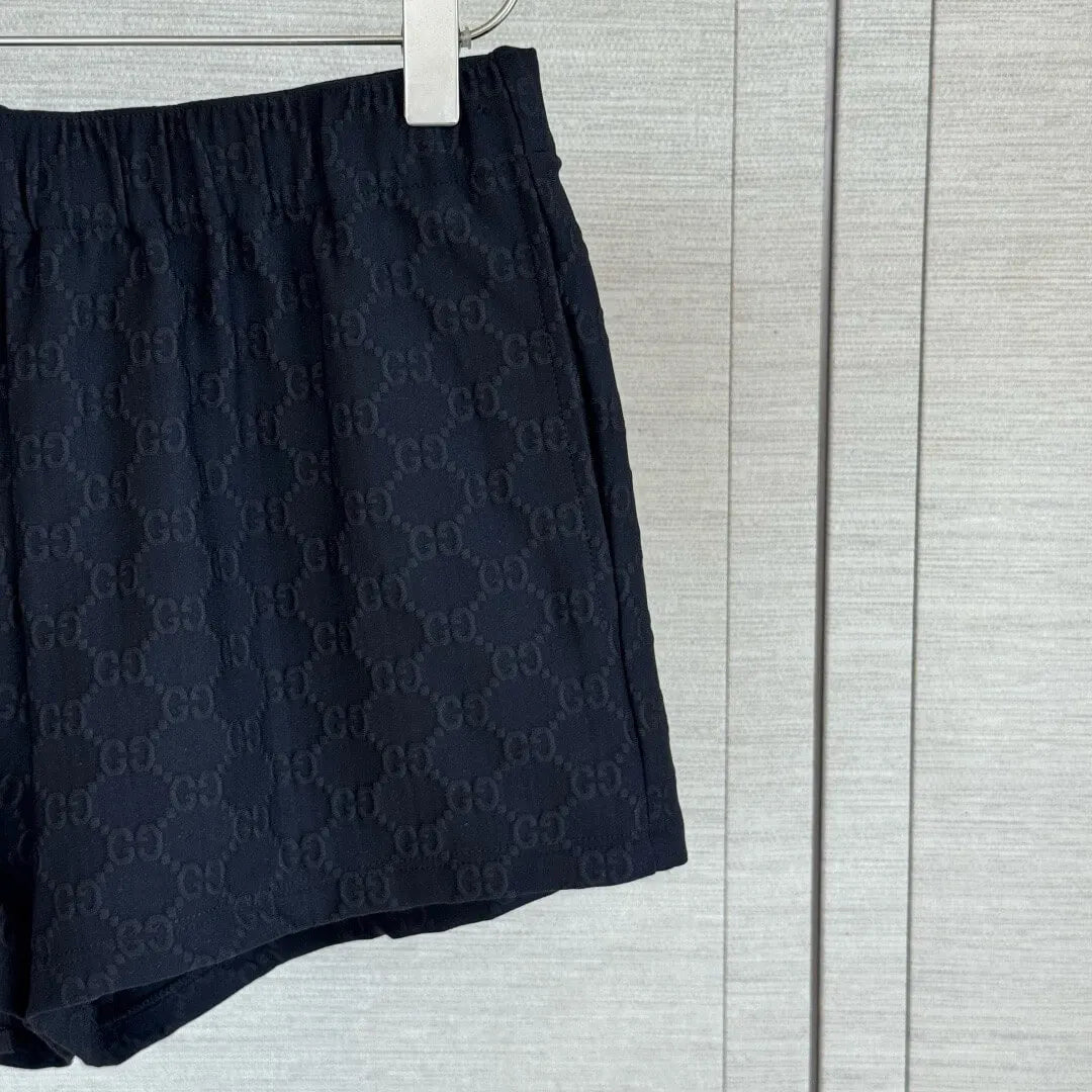 Elastic Waist Jacquard Mini Shorts