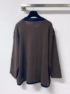 Brown Contrast Collar Knit Top