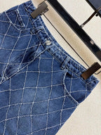 Diamond Stitch Denim Shorts