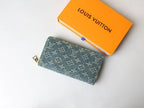 Denim All-Over Print Zip-Around Wallet