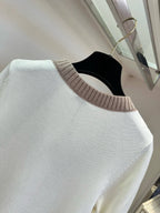 Dual Pocket Contrast Knit Cardigan