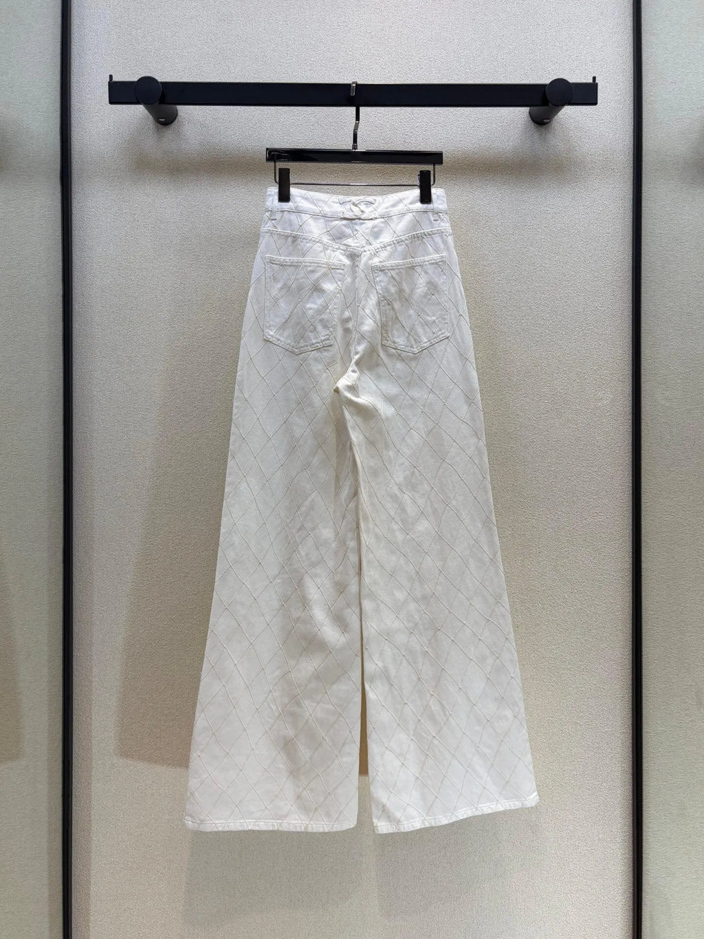 Diamond Stitch Wide Leg Jeans
