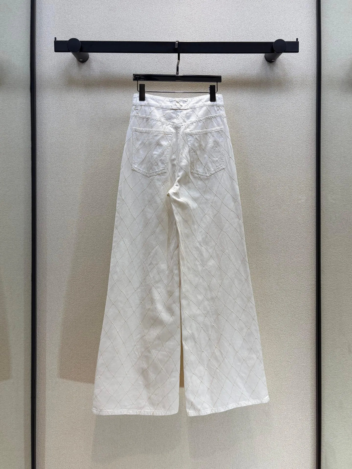 Diamond Stitch Wide Leg Jeans