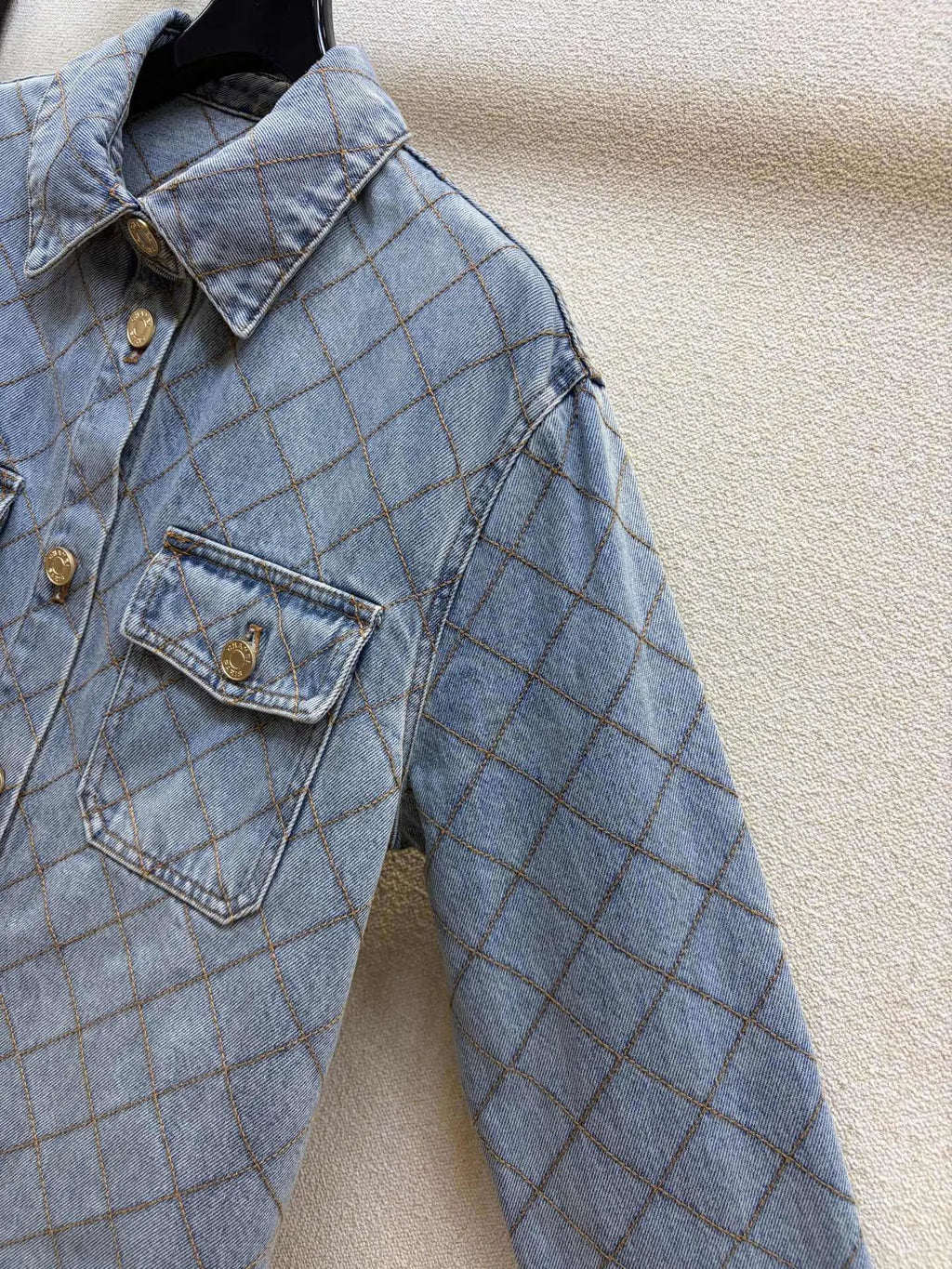 Diamond Stitch Denim Shirt Jacket
