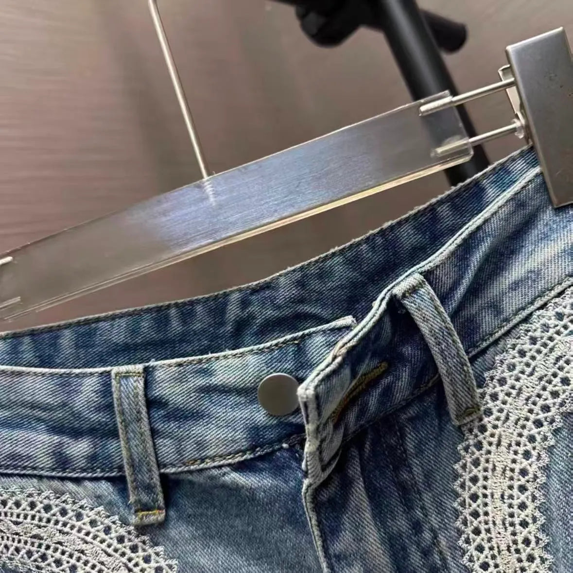 Symmetrical Pocket Embroidery Jeans