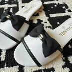 Classic Elegant White Bow-Embellished Sandals