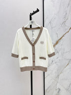 Contrast Rib Half Sleeve Cardigan