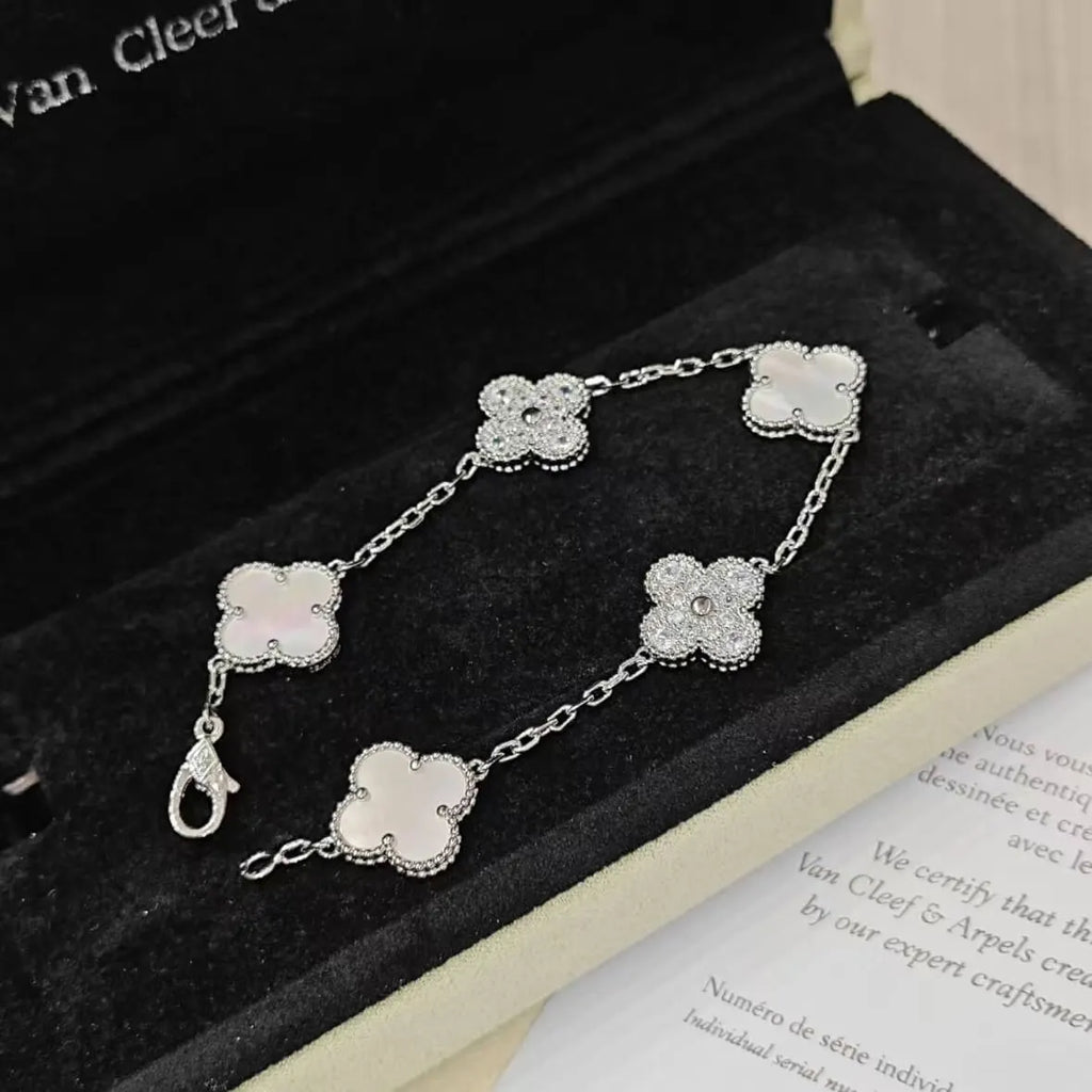 Classic Five-Strand Mother-of-Pearl & Diamond Patch Bracelet