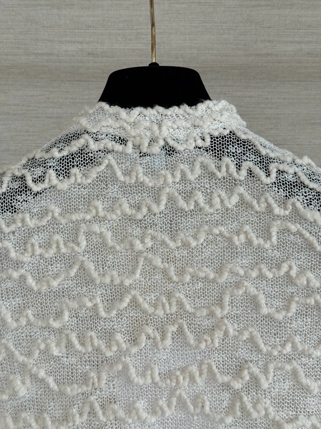 Wavy Textured Mesh Knit Cardigan