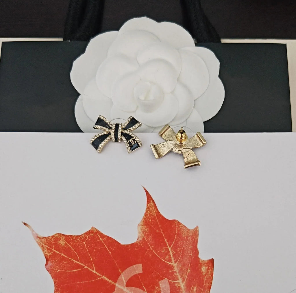 Diamond Bow Stud Earrings