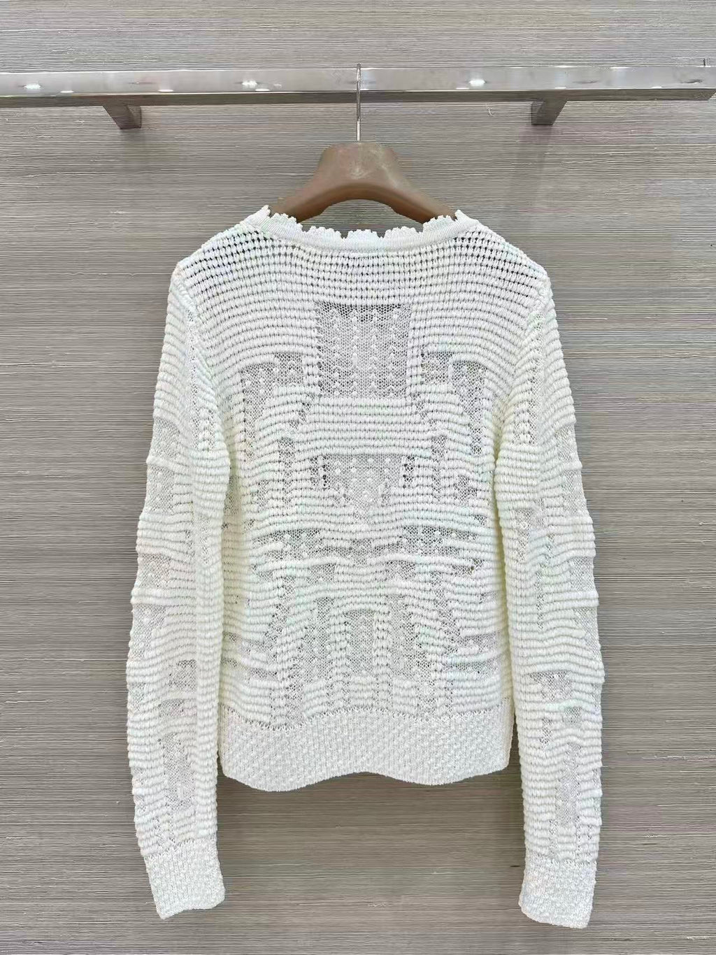 Openwork Jacquard Knit Cardigan
