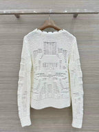 Openwork Jacquard Knit Cardigan