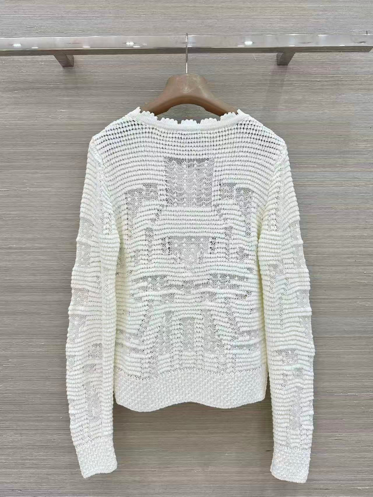 Openwork Jacquard Knit Cardigan