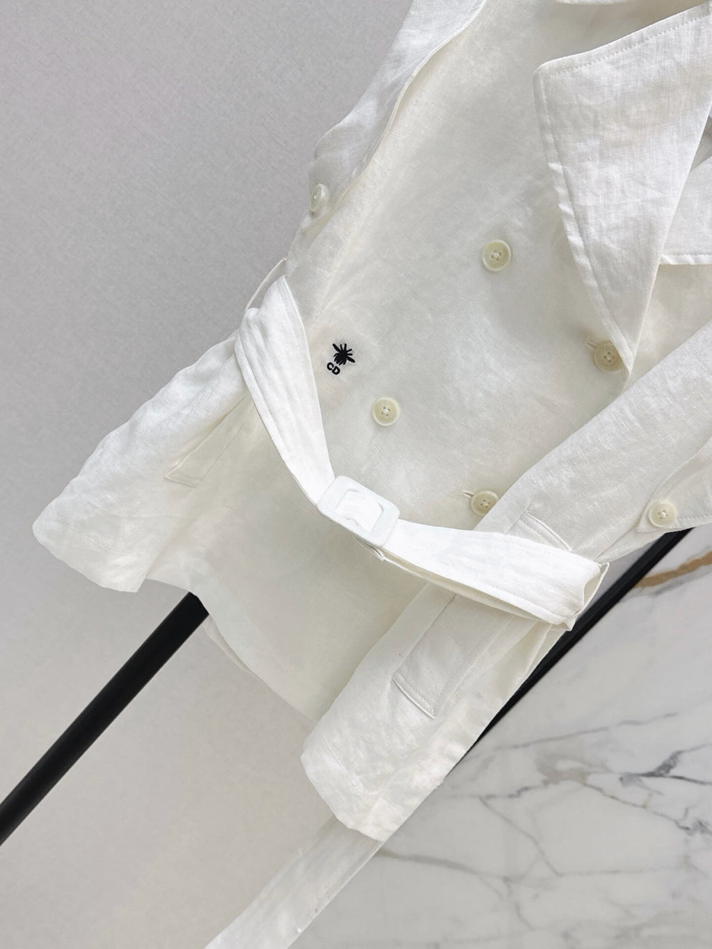 Belted Linen Trench Sleeveless Vest