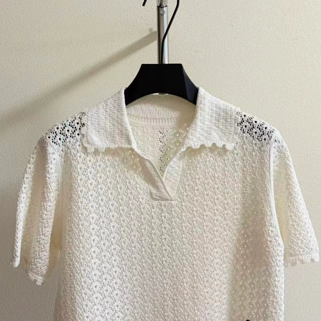 Blend Openwork Knit Top
