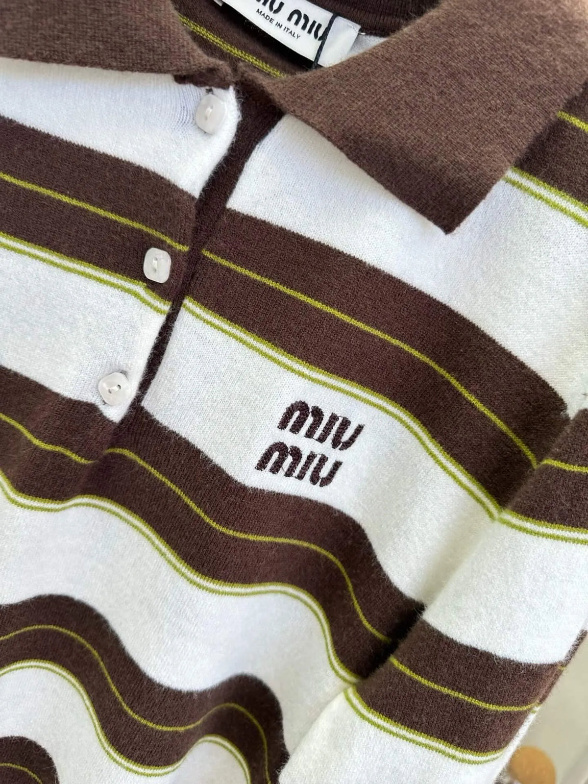 Vintage Contrast Stripe Knit Polo Top
