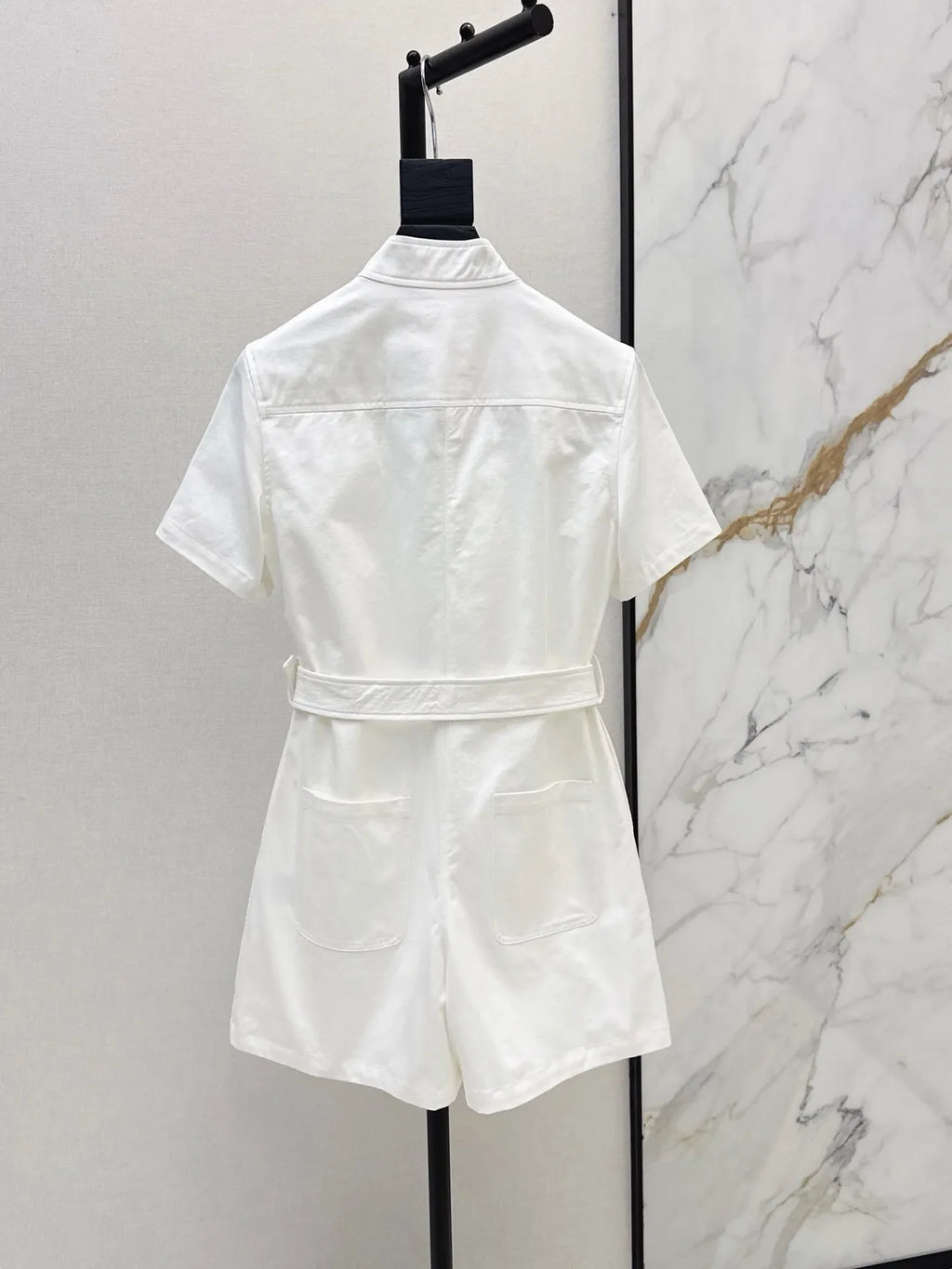 Belted Zipper Casual Jumpsuit