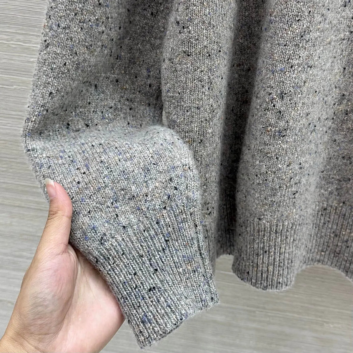 Loose Speckled Heather Crew Neck Knit Top