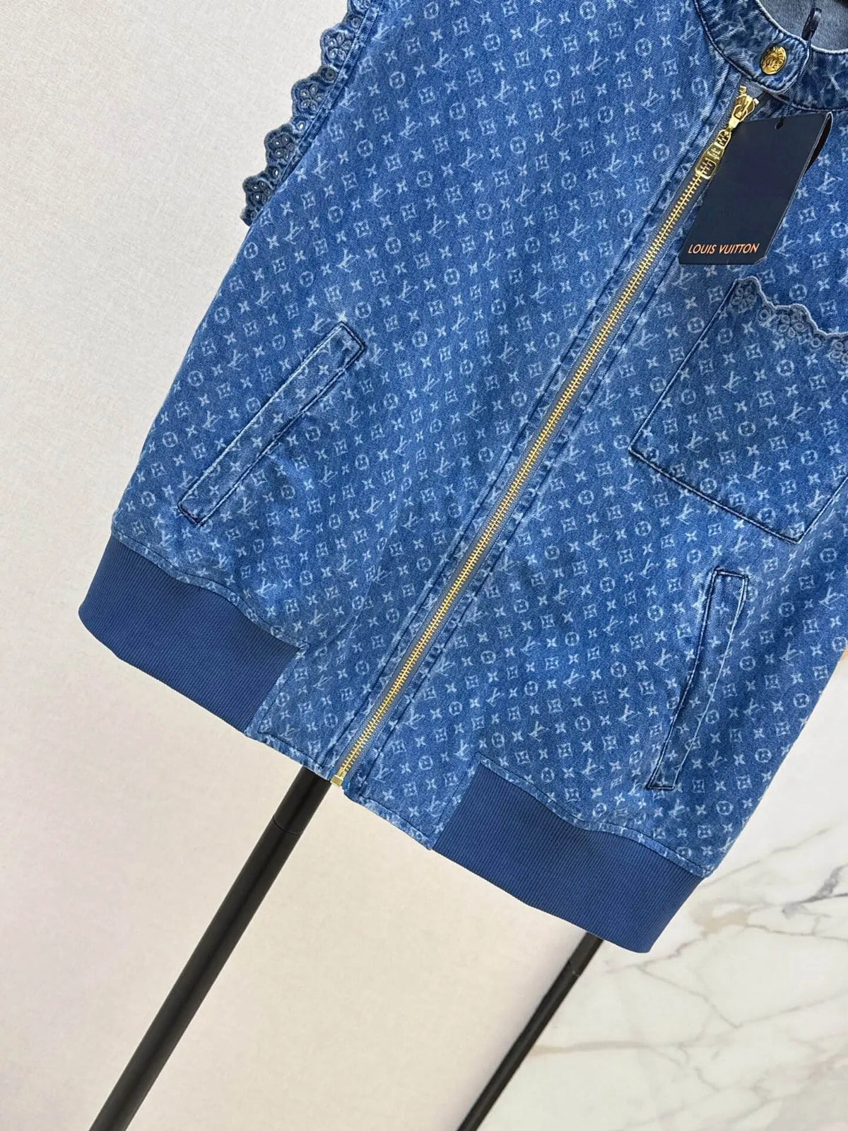Monogram Denim Sleeveless Vest