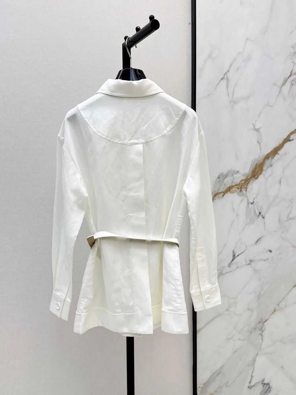 White Belted Collared Shirt