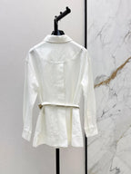 White Belted Collared Shirt