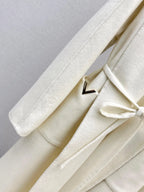 V Detail Belted Wool Long Coat