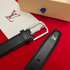 Classic Solid-Color Belt with Metal Accents