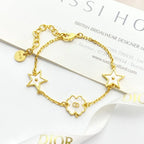 Classic White Star & Clover Charm Bracelet