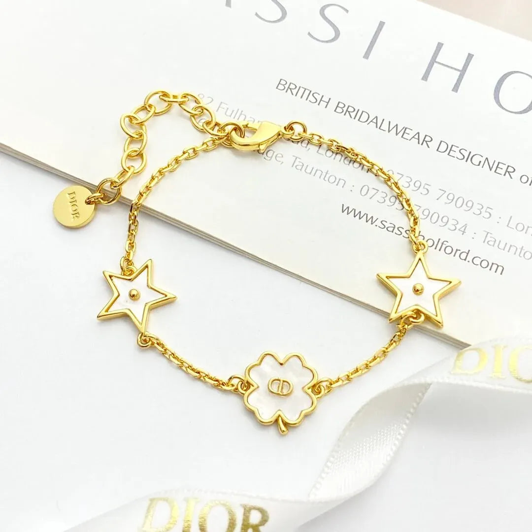 Classic White Star & Clover Charm Bracelet