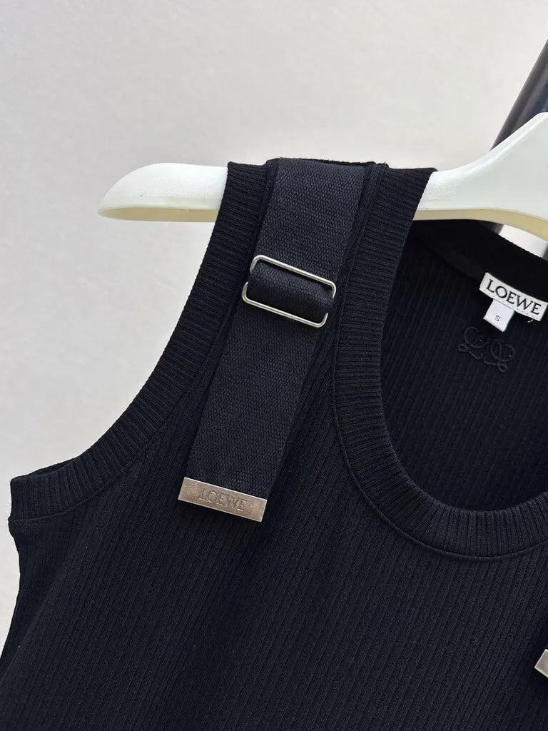 Buckle Strap Knit Midi Dress