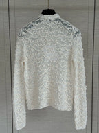 Wavy Textured Mesh Knit Cardigan