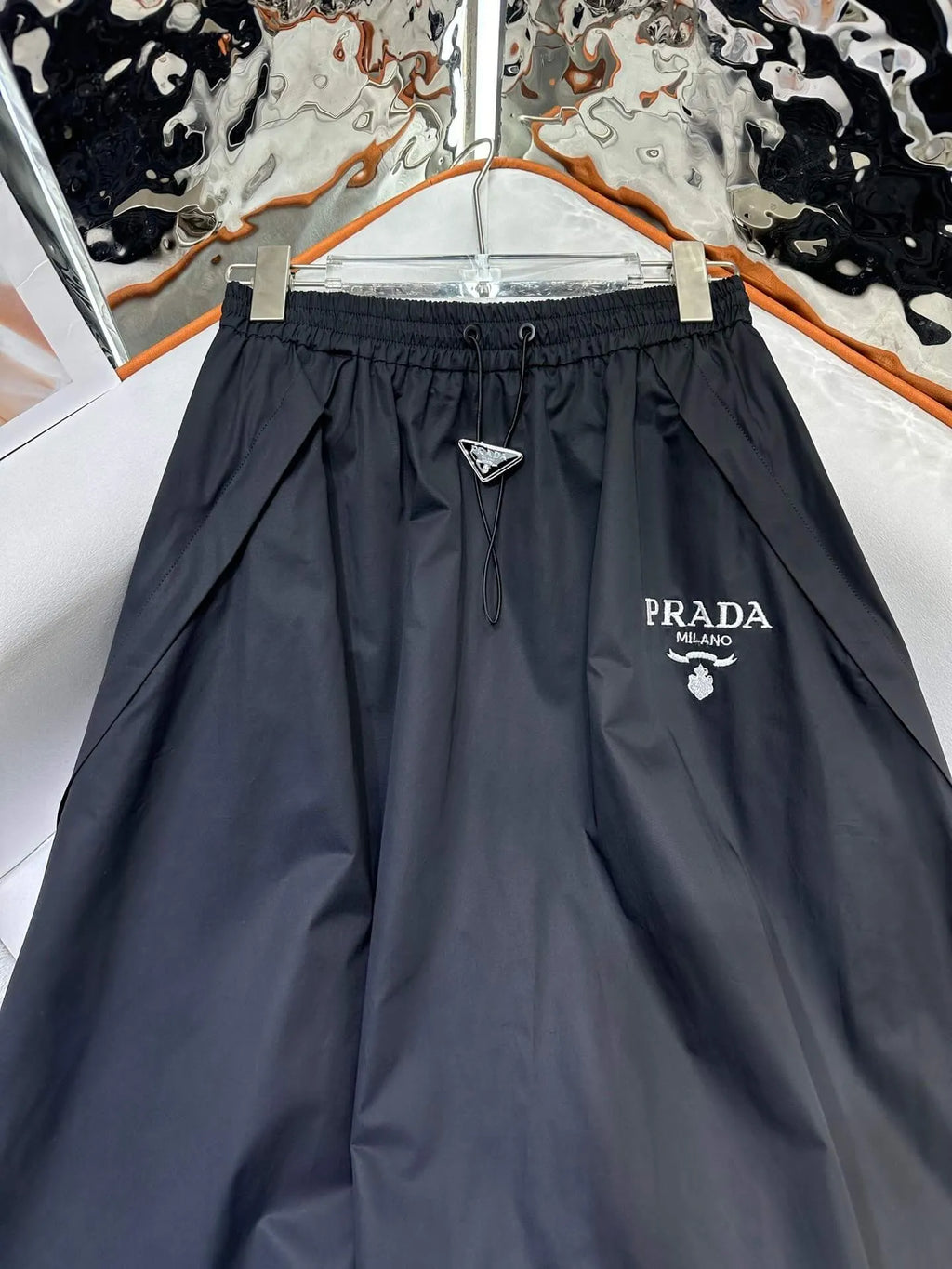 Crest Letter Print Tee Elastic Waist Midi Skirt Set