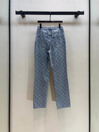 Rhombus Pattern Denim Pants