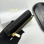 Black Grained Calfskin  Short Card Holder Wallet