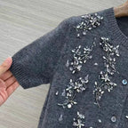 Intricate Beadwork Cashmere Top