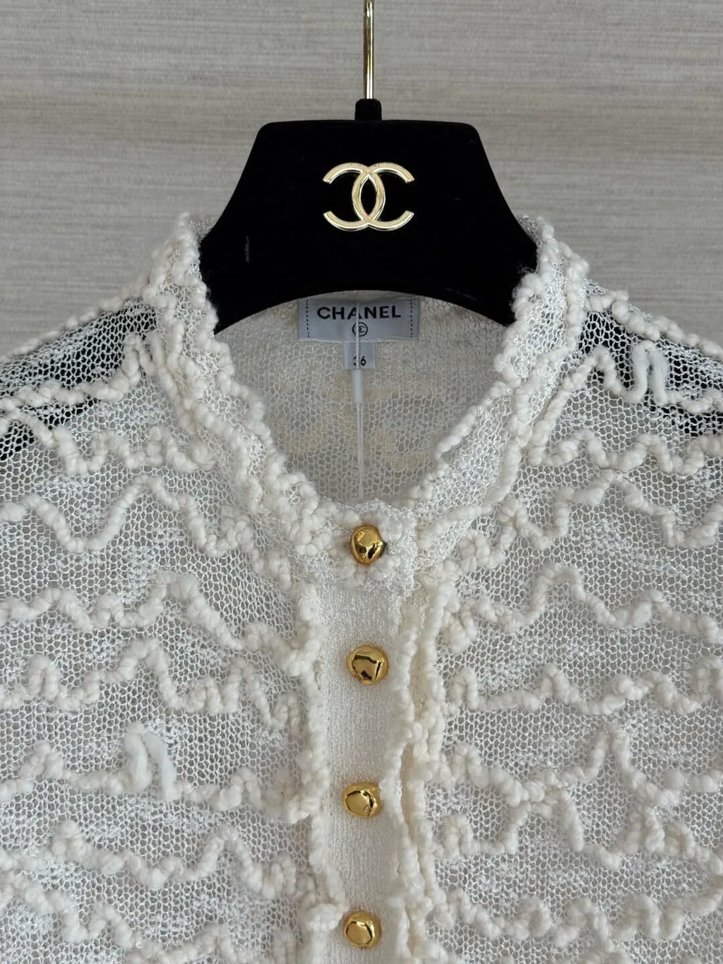 Wavy Textured Mesh Knit Cardigan